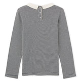 GIRLS' BRUSHED RIB KNIT L/S STRIPED T-SHIRT