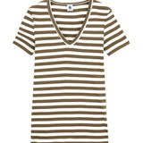 WOMENS' V-NECK STRIPED T-SHIRT