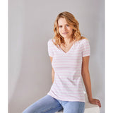 WOMENS' V-NECK STRIPED T-SHIRT