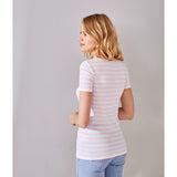 WOMENS' V-NECK STRIPED T-SHIRT
