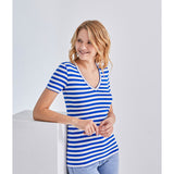 WOMENS' V-NECK STRIPED T-SHIRT