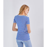 WOMENS' V-NECK STRIPED T-SHIRT