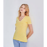 WOMENS' V-NECK STRIPED T-SHIRT