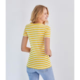 WOMENS' V-NECK STRIPED T-SHIRT