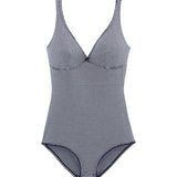 WOMENS' PINSTRIPED STRAPPY BODYSUIT