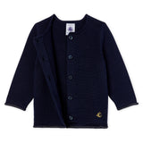 BABIES' KNITTED CARDIGAN WITH LUREX TRIM