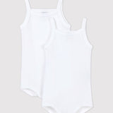 2 PACK BABY GIRLS' WHITE SINGLET BODYSUITS