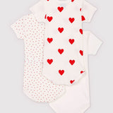 3 PACK BABIES' HEART S/S BODYSUITS