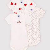3 PACK BABIES' HEART S/S BODYSUITS