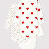 3 PACK BABIES' HEART L/S BODYSUITS