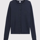 WOMENS' ICONIC COTTON CARDIGAN - NAVY