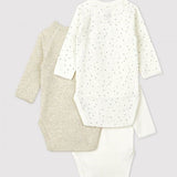 3 PACK BABIES' CROSSOVER L/S BODYSUITS