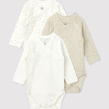 3 PACK BABIES' CROSSOVER L/S BODYSUITS