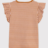 GIRLS' STRIPED RUFFLED T-SHIRT