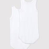 2 PACK BABIES' WHITE SINGLET BODYSUITS