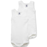 2 PACK BABIES' WHITE SINGLET BODYSUITS