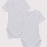 2 PACK BABIES' CROSSOVER OPENWORK S/S BODYSUITS
