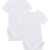 2 PACK BABIES' CROSSOVER OPENWORK S/S BODYSUITS