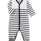 BABIES' STRIPED VELOUR ROMPER