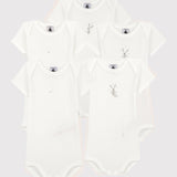 5 PACK BABIES' RABBIT S/S BODYSUITS