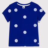 GIRLS' SPOTTY LINEN BLENDED T-SHIRT