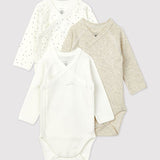 3 PACK BABIES' CROSSOVER L/S BODYSUITS