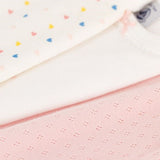 3 PACK BABIES' HEARTS S/S BODYSUITS