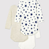 3 PACK BABIES' STAR L/S  BODYSUITS
