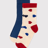 2 PACK GIRLS' HEART SOCKS